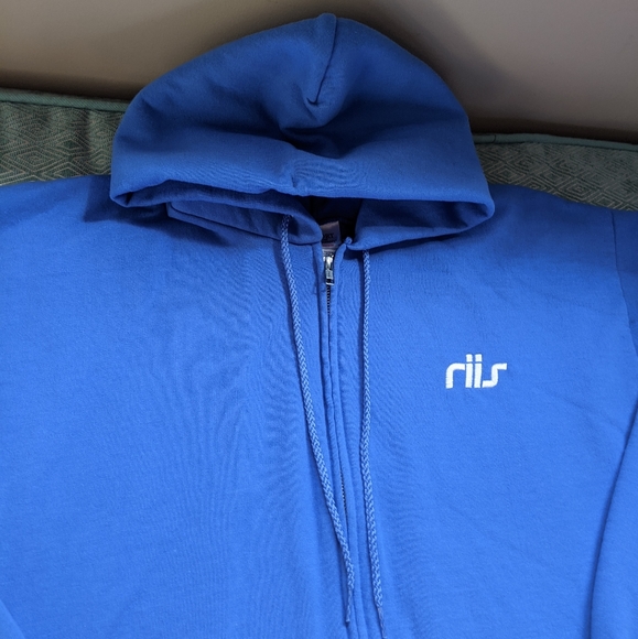 Men's Blue Full Zip Hoodie - Picture 2 of 10